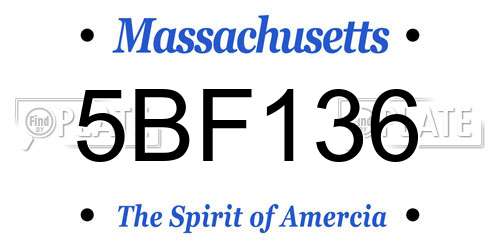 5BF136 Massachusetts License Plate