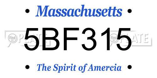 5BF315 Massachusetts License Plate