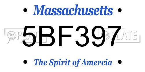 5BF397 Massachusetts License Plate