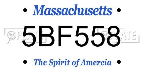 5BF558 Massachusetts License Plate