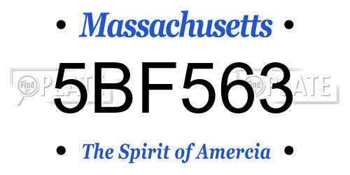 5BF563 Massachusetts License Plate