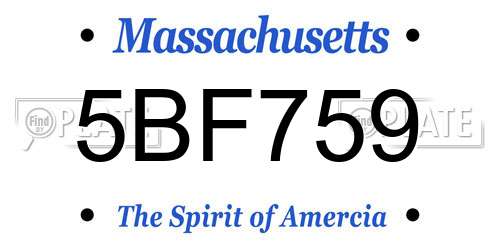 5BF759 Massachusetts License Plate