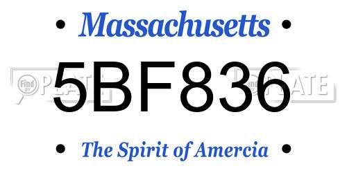 5BF836 Massachusetts License Plate