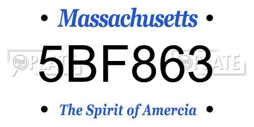 5BF863 Massachusetts License Plate