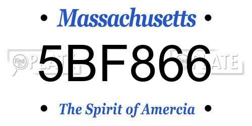 5BF866 Massachusetts License Plate