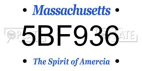5BF936 Massachusetts License Plate