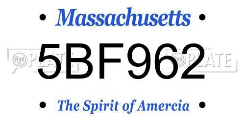 5BF962 Massachusetts License Plate