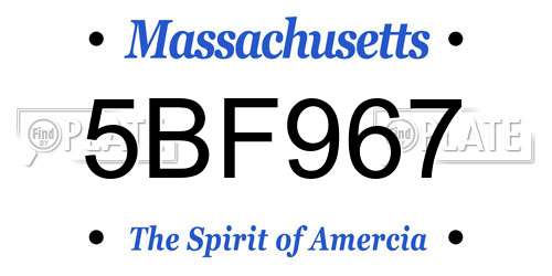 5BF967 Massachusetts License Plate
