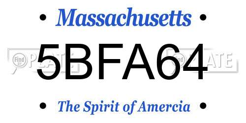 5BFA64 Massachusetts License Plate