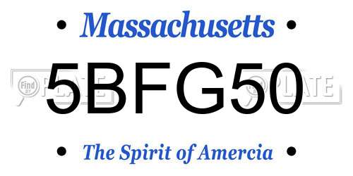 5BFG50 Massachusetts License Plate