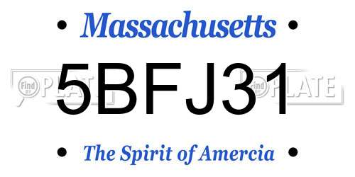 5BFJ31 Massachusetts License Plate