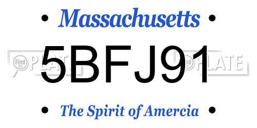 5BFJ91 Massachusetts License Plate