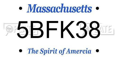5BFK38 Massachusetts License Plate