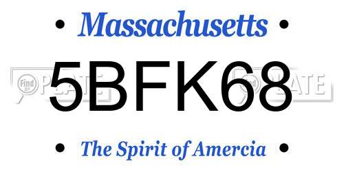 5BFK68 Massachusetts License Plate