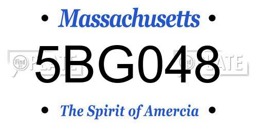 5BG048 Massachusetts License Plate