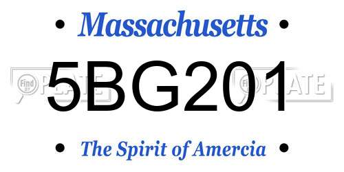 5BG201 Massachusetts License Plate