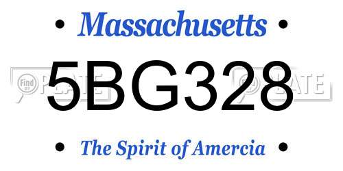 5BG328 Massachusetts License Plate