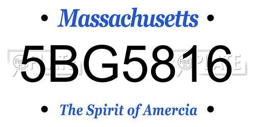 5BG5816 Massachusetts License Plate