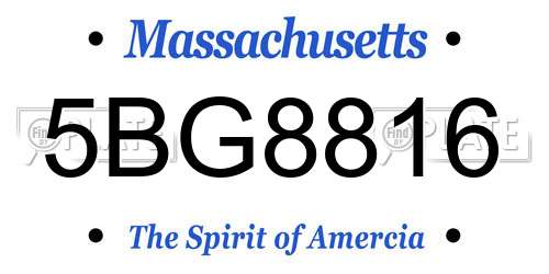 5BG8816 Massachusetts License Plate