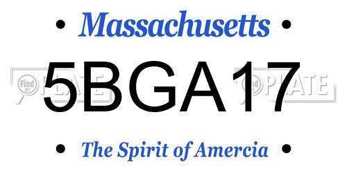 5BGA17 Massachusetts License Plate