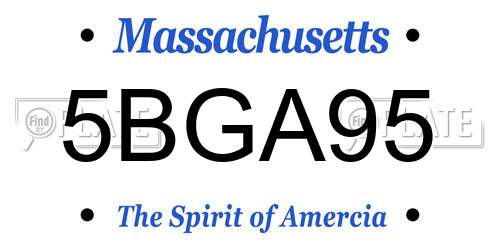 5BGA95 Massachusetts License Plate