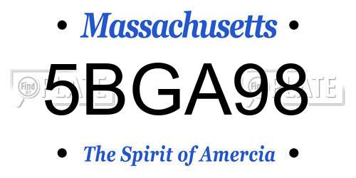 5BGA98 Massachusetts License Plate