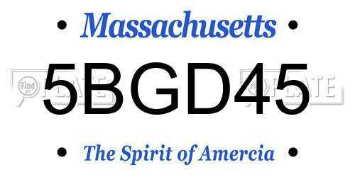 5BGD45 Massachusetts License Plate