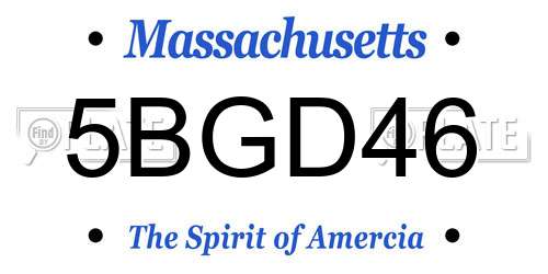 5BGD46 Massachusetts License Plate
