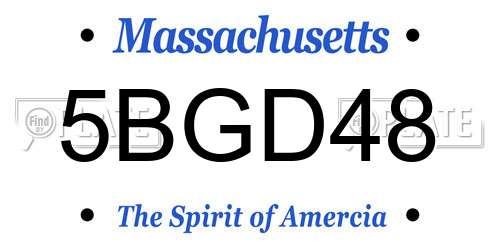5BGD48 Massachusetts License Plate