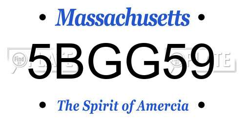 5BGG59 Massachusetts License Plate