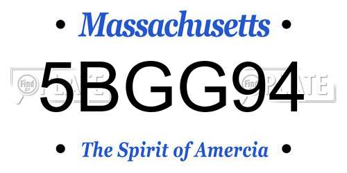 5BGG94 Massachusetts License Plate