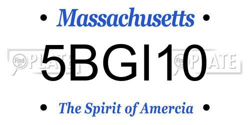 5BGI10 Massachusetts License Plate