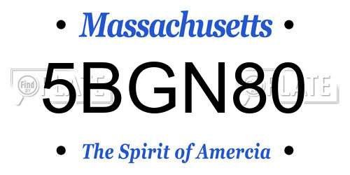 5BGN80 Massachusetts License Plate
