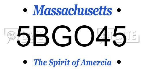 5BGO45 Massachusetts License Plate
