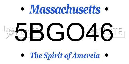 5BGO46 Massachusetts License Plate