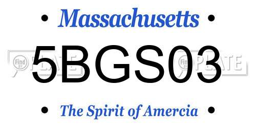 5BGS03 Massachusetts License Plate