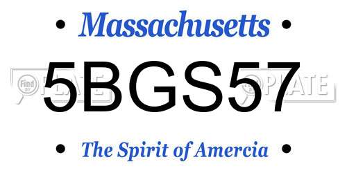5BGS57 Massachusetts License Plate