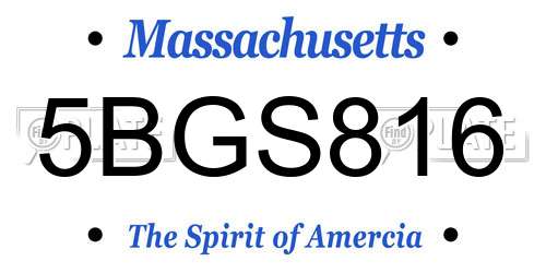 5BGS816 Massachusetts License Plate