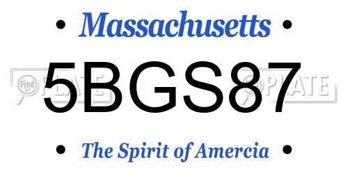 5BGS87 Massachusetts License Plate