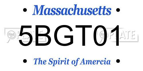 5BGT01 Massachusetts License Plate