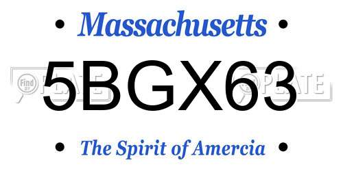5BGX63 Massachusetts License Plate