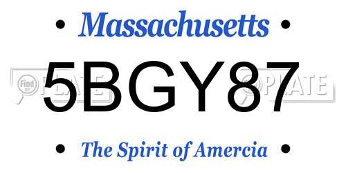5BGY87 Massachusetts License Plate