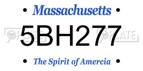 5BH277 Massachusetts License Plate