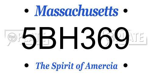 5BH369 Massachusetts License Plate