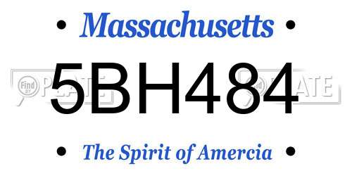 5BH484 Massachusetts License Plate
