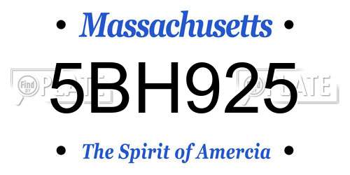 5BH925 Massachusetts License Plate