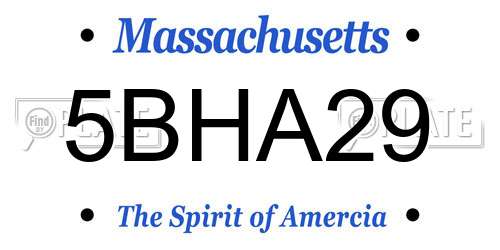 5BHA29 Massachusetts License Plate