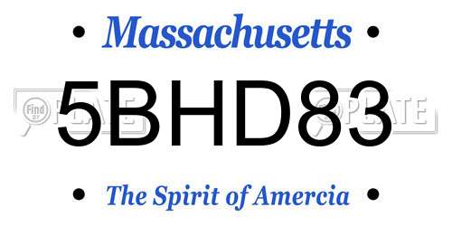 5BHD83 Massachusetts License Plate