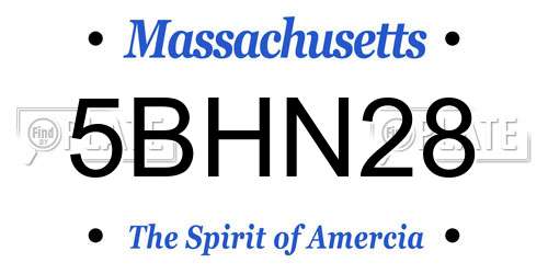 5BHN28 Massachusetts License Plate