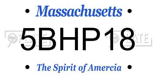 5BHP18 Massachusetts License Plate